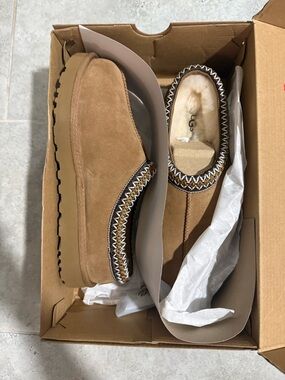 UGG Chestnut Suede Slip-On Shearling-Lined Slippers
